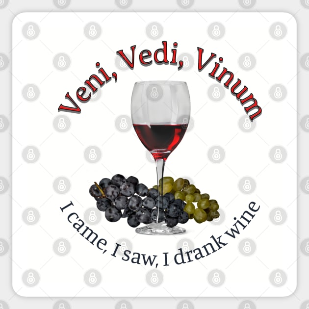 Veni, Vedi, Vinum - I came, I saw, I drank wine Sticker by Distinct Designs NZ